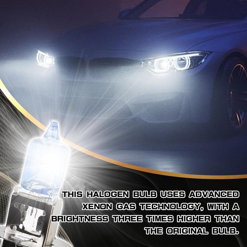 SamWinGear H3 Headlight Bulb H3 Halogen Head Light Bulbs, Ultra White Bright Halogen Headlight Bulb 12V 100W High Beam Low Beam Fog Light Bulbs, Universal Light Lamp for Most Cars, Trucks, SUVs (H3) - Image 5